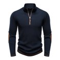 thumbnail image 5 of yillto Men Quarter Zip Sweater Tops Mock Neck Pullover Ribbed Knit Long Sleeve Fall Winter Clothes, 5 of 7