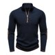 thumbnail image 4 of Ceisia Men's Slim Fit Half-Zip Stand-Up Collar Rib Knit Sweater with Elbow Patches Navy M Gifts, 4 of 7
