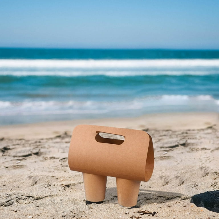 Cardboard Drink Carrier 2 Cup MT Products 2-Cup Drink Carrier - Pack Of 15 Kraft Paper Holders For Coffee, Smoothies & Ice Cream Brown Kraft 2 Cup Drink Carrier With Handles