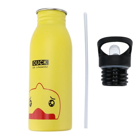 

Stainless Steel Sport Water Bottle 500ml Cute Vacuum Insulated Water Bottle with Sucking Mouth for Outdoor SportsYellow Duck