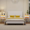 thumbnail image 3 of Pinmoco Set of 2 LED Nightstand with Charging Station, Modern Bedside Table with Drawer and Open Storage for Bedroom, White, 3 of 9