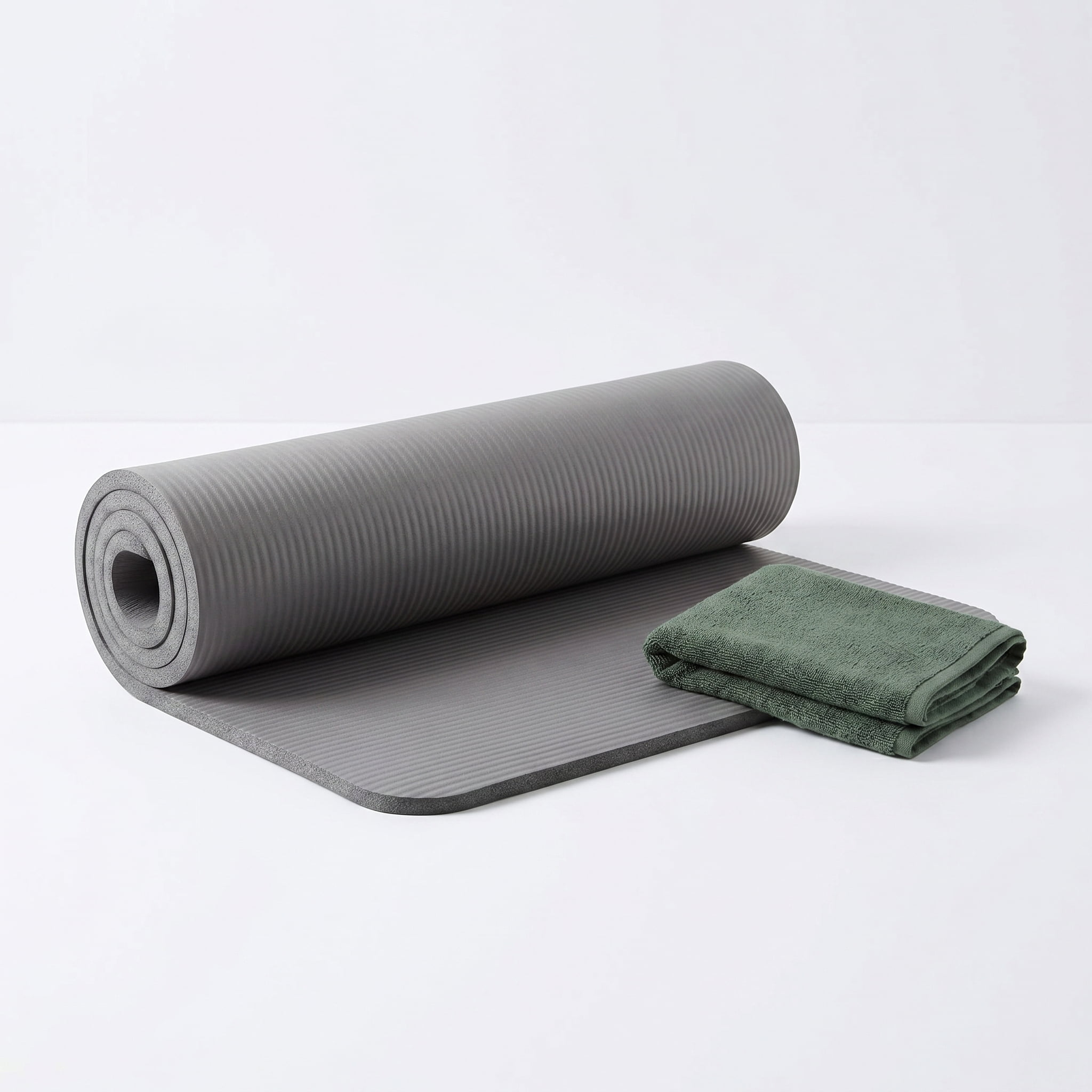 ZHANGJIA 71x24 Inches Extra Thick Yoga Mat 1-Inch High-Density Foam – Roll-Up Exercise Pad with Double-Sided Non-Slip Surface and Carrying Strap for Pilates and Home Workouts Gray