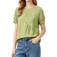 thumbnail image 4 of Lmueinov 2026 Summer Women's Floral Embroidery Cotton Linen Tops, Short Sleeve Crew Neck Casual Loose Blouses M-4XL, 4 of 6