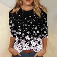 thumbnail image 2 of Going Out Tops For Women, 3/4 Sleeve Shirts Cute Flower Print Graphic Tees Blouses Casual Plus Size Basic Tops Pullover Summer Women 2025 Black Sweatshirt Top Casual Tops (3XL, Light pink) ZMTing, 2 of 4
