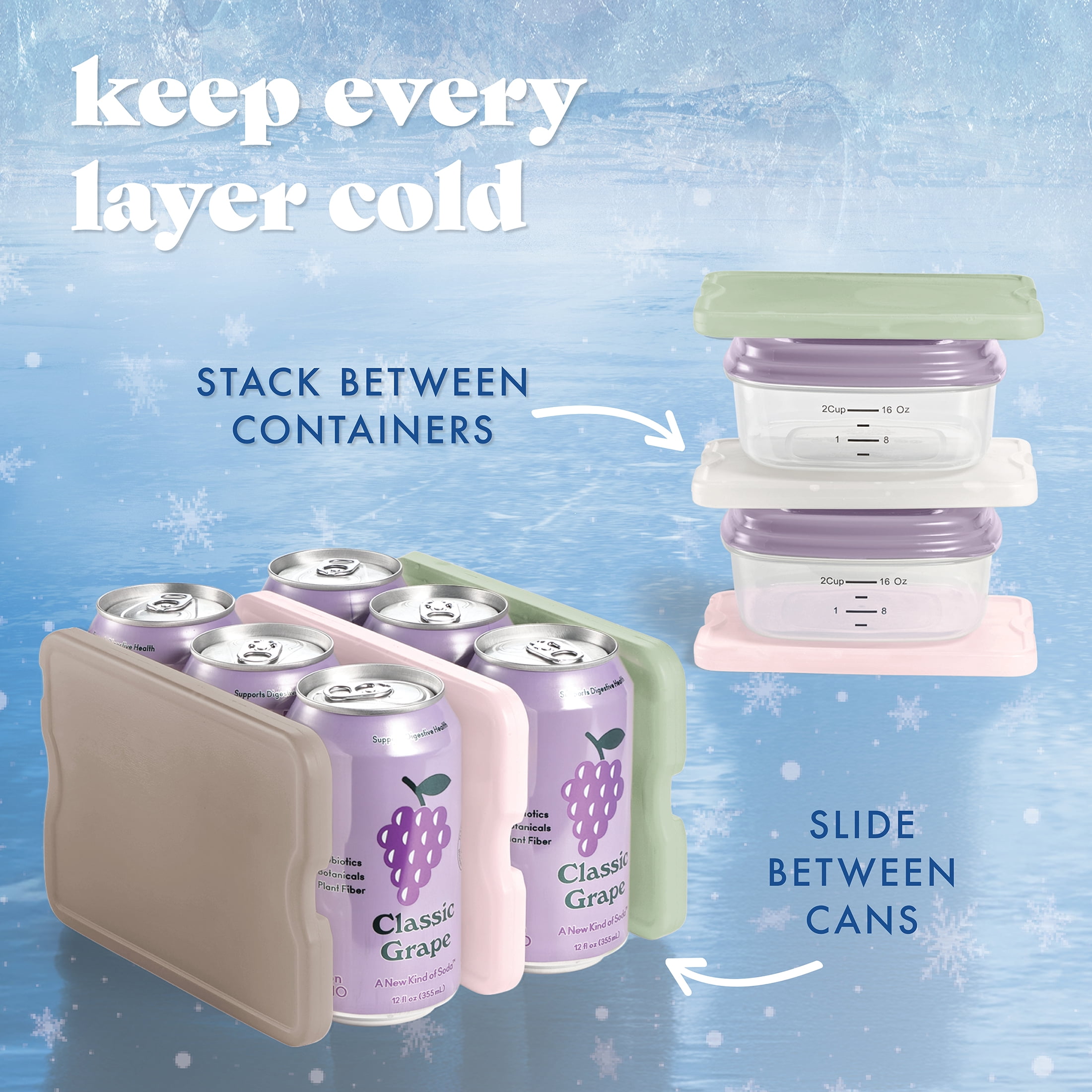 Fit & Fresh XL Slim Reusable Ice Packs for Lunch Boxes and Coolers, 4 Pack