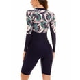 thumbnail image 2 of Women's Summer Beach Swimsuits Half Zip Floral Printed Rashguad Long Sleeve One Piece Bathing Suits UPF 50+ Sport Knee High Swimwear Holiday Surfing Wear, 2 of 6