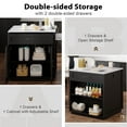 thumbnail image 4 of YDSM 82.7 inch Kitchen Island with Extendable Dining Table for 4-6 Seating, Faux Mable Kitchen Island Table with Double-sized Storage, Power Outlet, 2 Drawers, 2 Side Open Shelves, Black, 4 of 11