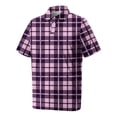 thumbnail image 4 of Big and Tall Polo Shirts for Men Quick Dry Breathable Polos for Men Casual Work Mens Polo Plaid Summer Classis Relaxed Fit Short Sleeve Golf Shirts Pink 4XL, 4 of 6