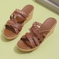 thumbnail image 4 of Women's Sandals Summer Large Size Fish Mouth Thick Soled One-line Slippers Beach Wedge Sandals, 4 of 9