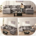 thumbnail image 3 of Bigsyy 4-Seater Sectional Sofa Bed, Cloud Couch for Adults, Chenille Fabric, Sleeper Sofa for Living Room, Slate, 3 of 7