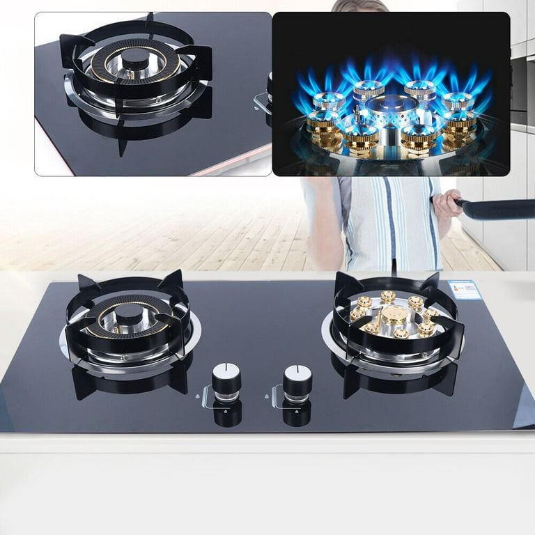 Snokwin Table-top Gas Hob, Black Tempered Glass Gas Cooktop, Home Kitchen  Apartments Gas Cooker, Thermocouple Protection, Easy to Clean