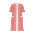 thumbnail image 3 of Sakmal Full Zip Womens Moomoo Nightgowns Knee Length Red Lightweight Sleepwear Striped Short Sleeve Nightgowns with Pockets, 3 of 5