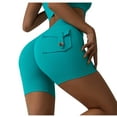 thumbnail image 2 of Spring Saving GaThRRgYP Yoga Shorts with Pockets,Women's Solid Color Cargo Pocket Hip Lift Fitness High Waist Stretch Exercise Yoga Pants, 2 of 3