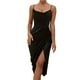 thumbnail image 1 of Vestido Sexy De Satén Dividido Vestido elegante Moda Sexy Split Satén Vestido Swing Collar Party Club (Negro S) Cgtredaw Para estrenar, 1 of 1
