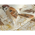 thumbnail image 3 of Ambesonne Birds and Nature Quilted Coverlet 3 Pcs, Boho Asian Floral, Queen Size, Amber Cream Chocolate, 3 of 4