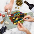 thumbnail image 4 of Sugar Skull Cutting Board, Vibrant Colored Macabre Mexico Latin Tradition Mythical Art, Decorative Tempered Glass Cutting and Serving Board, Wine Bottle Shape, Multicolor, by Ambesonne, 4 of 5