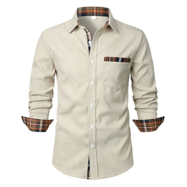 Blusa y camisa de manga larga con cuello vuelto para hombre, informal, de retazos a cuadros, con botones y cuello vuelto, blusa de manga larga para hombre