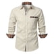 thumbnail image 1 of Blusa y camisa de manga larga con cuello vuelto para hombre, informal, de retazos a cuadros, con botones y cuello vuelto, blusa de manga larga para hombre, 1 of 7