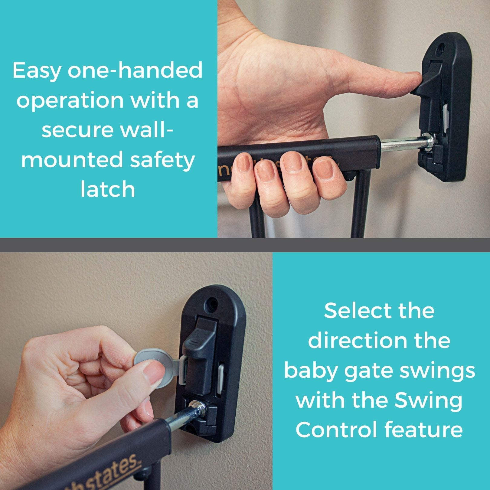 Toddleroo by North States 28.68"-47.85" Easy Swing & Lock Baby Safety Gate Series 2, Metal