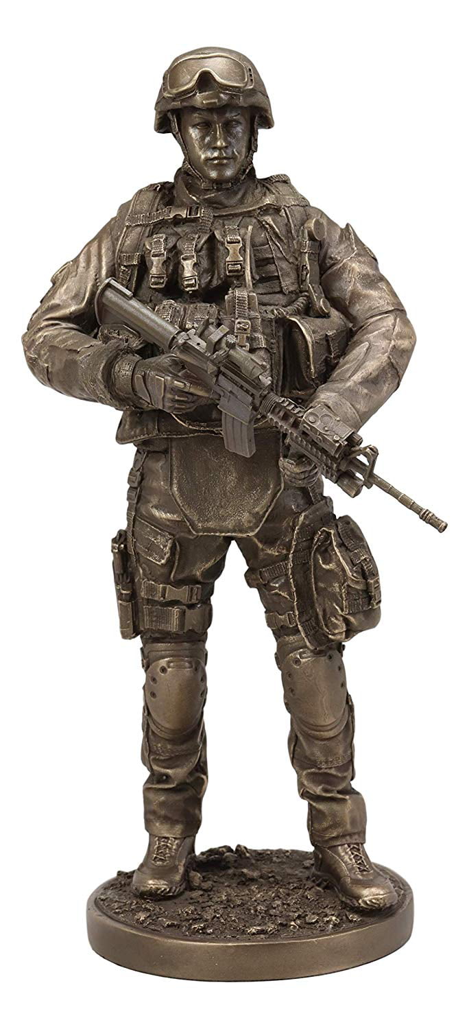Figurine Statue Military Combat Warrior Night Mission NEW 12" 