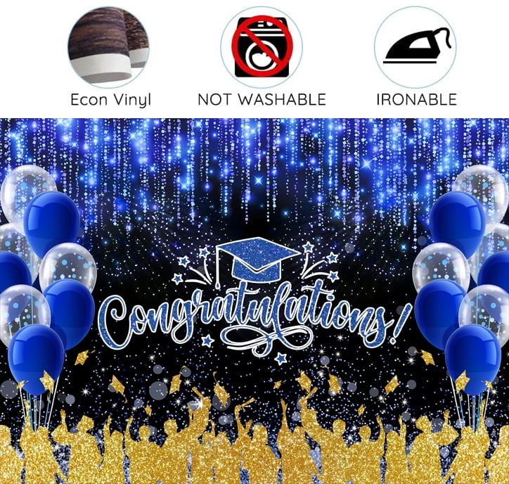9 x 6 ft Class of 2026 Graduation Backdrop, Congratulations Congrats Blue Grad Photography Background, Bachelor Cap Celebration Party Decorations for School Prom Party Banner