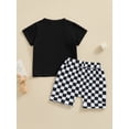 thumbnail image 4 of vera natura Baby Boys Shorts Set, Short Sleeve Letters Print T-shirt with Plaid Shorts Summer Outfit, 4 of 9