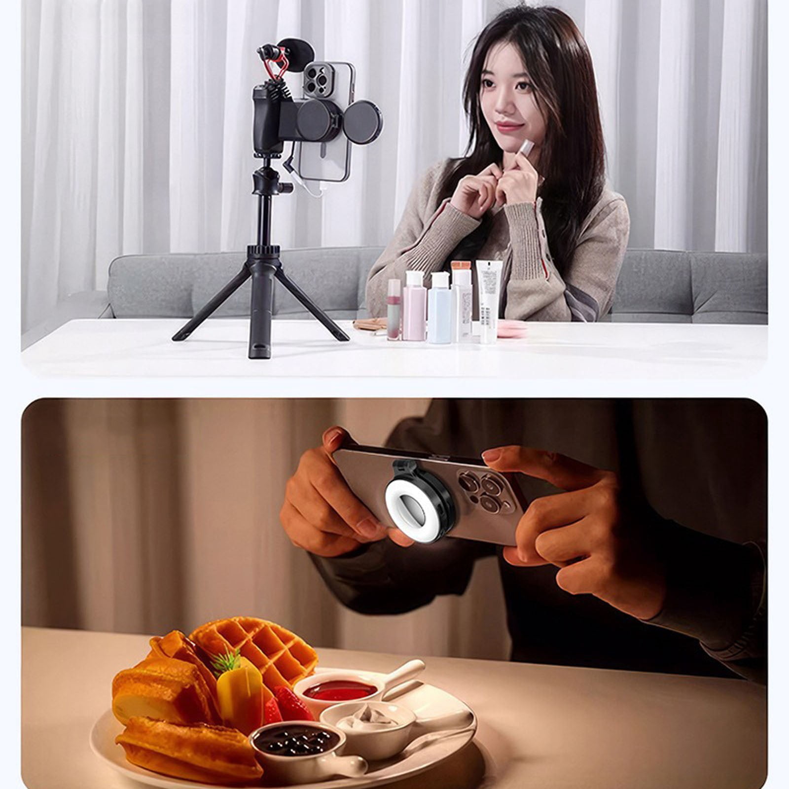 Foldable Beauty Selfie Light for Phones - Portable Ring Light with 360° Rotation for Optimal Selfies and Content Creation