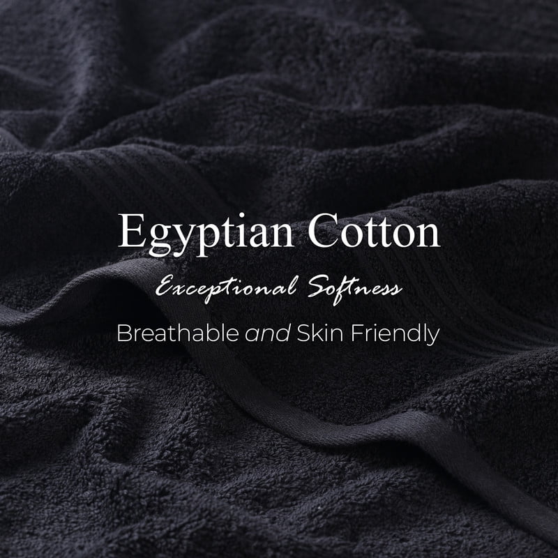 Superior Egyptian Cotton Absorbent Black Bath Towel Set of 4