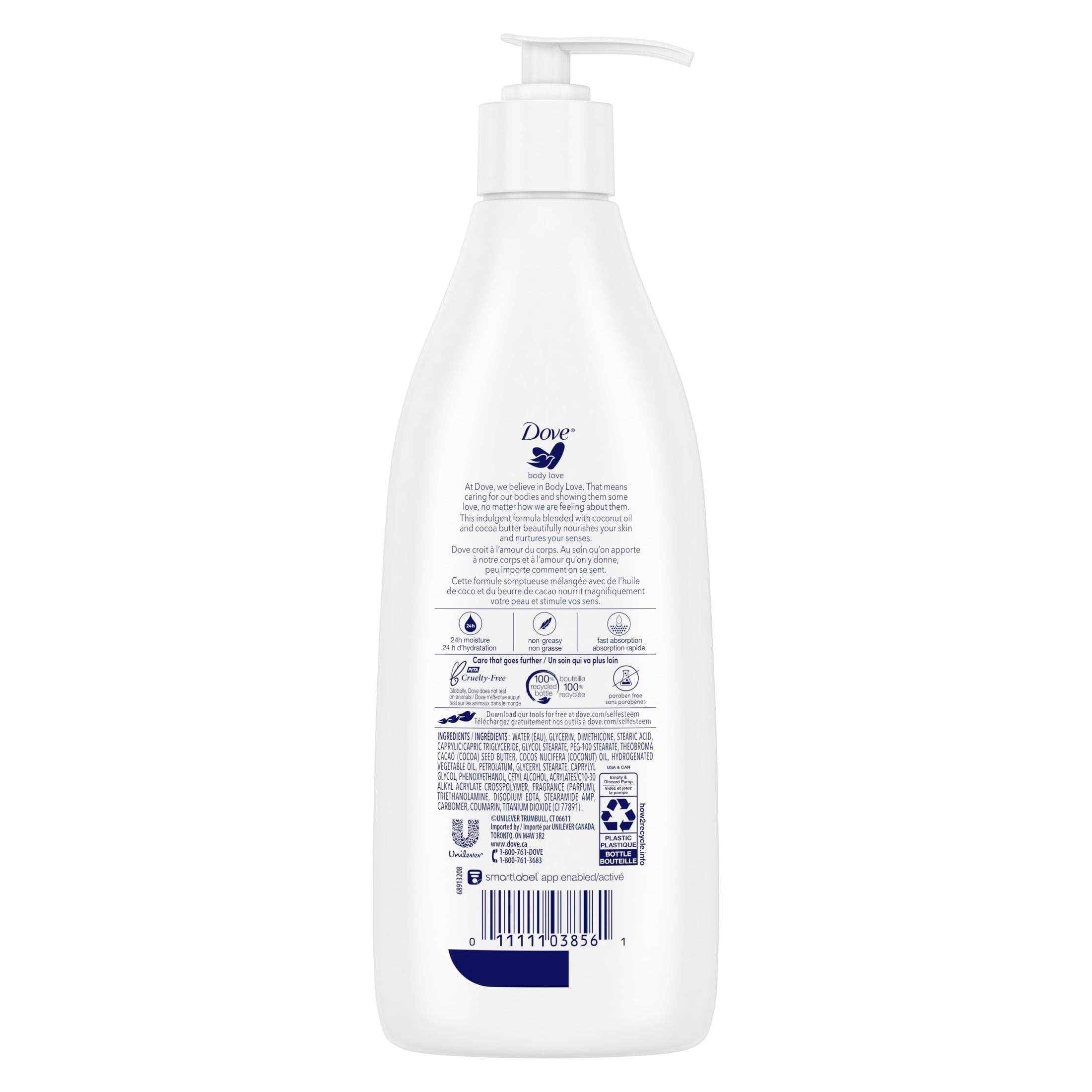 Dove Body Love Deeply Restoring Women's Body Lotion Dry Skin Coconut Oil & Cocoa Butter, 13.5 oz