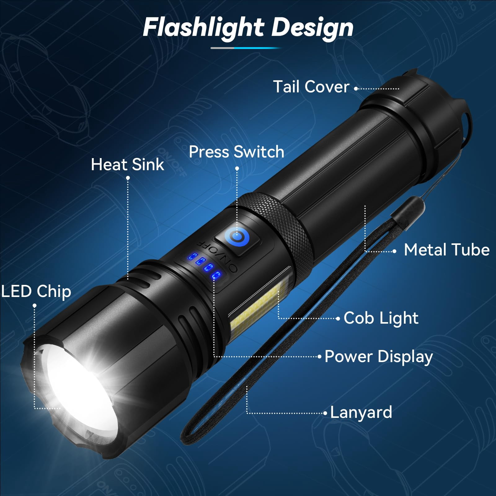 Flashlight Led Rechargeable Flashlights High Lumens  99 000 Lm Super Bright Flash Lights Waterproof Handheld For Home Camping Hiking(2 Pack)
