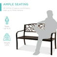 thumbnail image 6 of Best Choice Products Outdoor Steel Bench Garden Patio Porch Furniture w/ Floral Design Backrest - Brown, 6 of 8