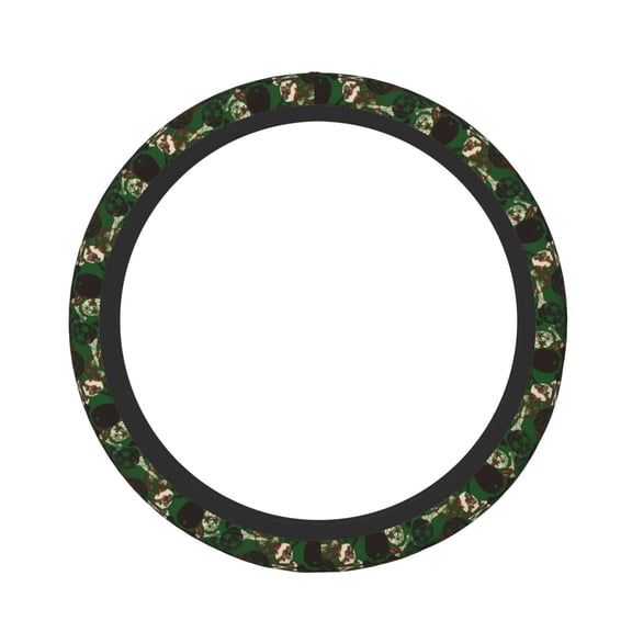 Picia Camouflage Skull Car Steering Wheel Cover, Non-Slip, Breathable, Universal 15 inch