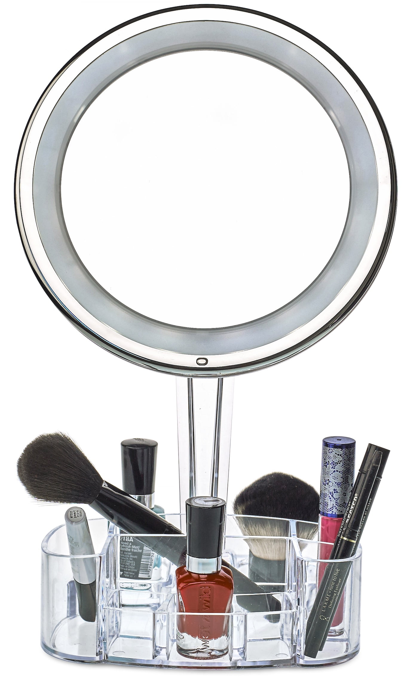daisi Magnifying Lighted Makeup Mirror with Cosmetic Organizer Base 