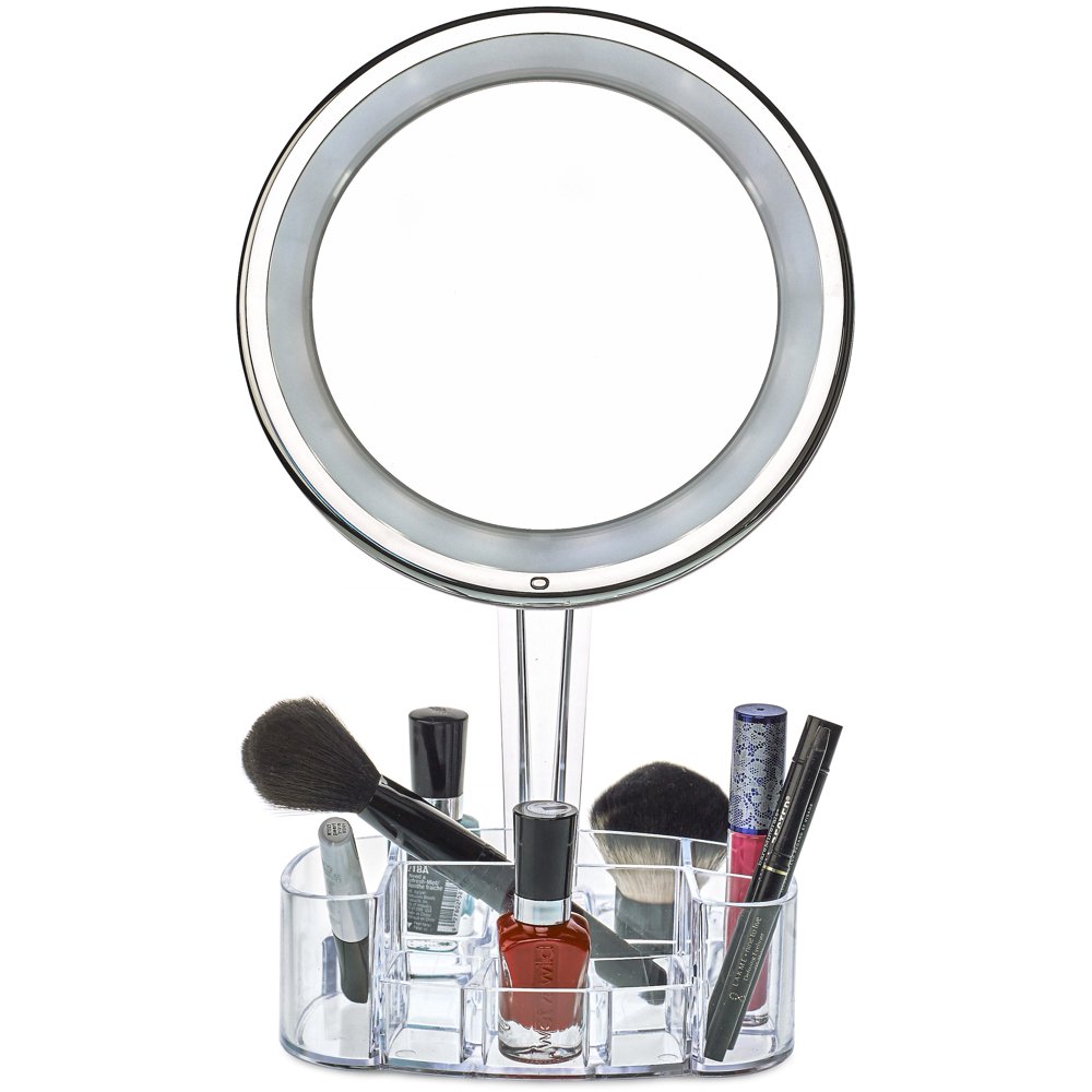 daisi Magnifying Lighted Makeup Mirror with Cosmetic Organizer Base