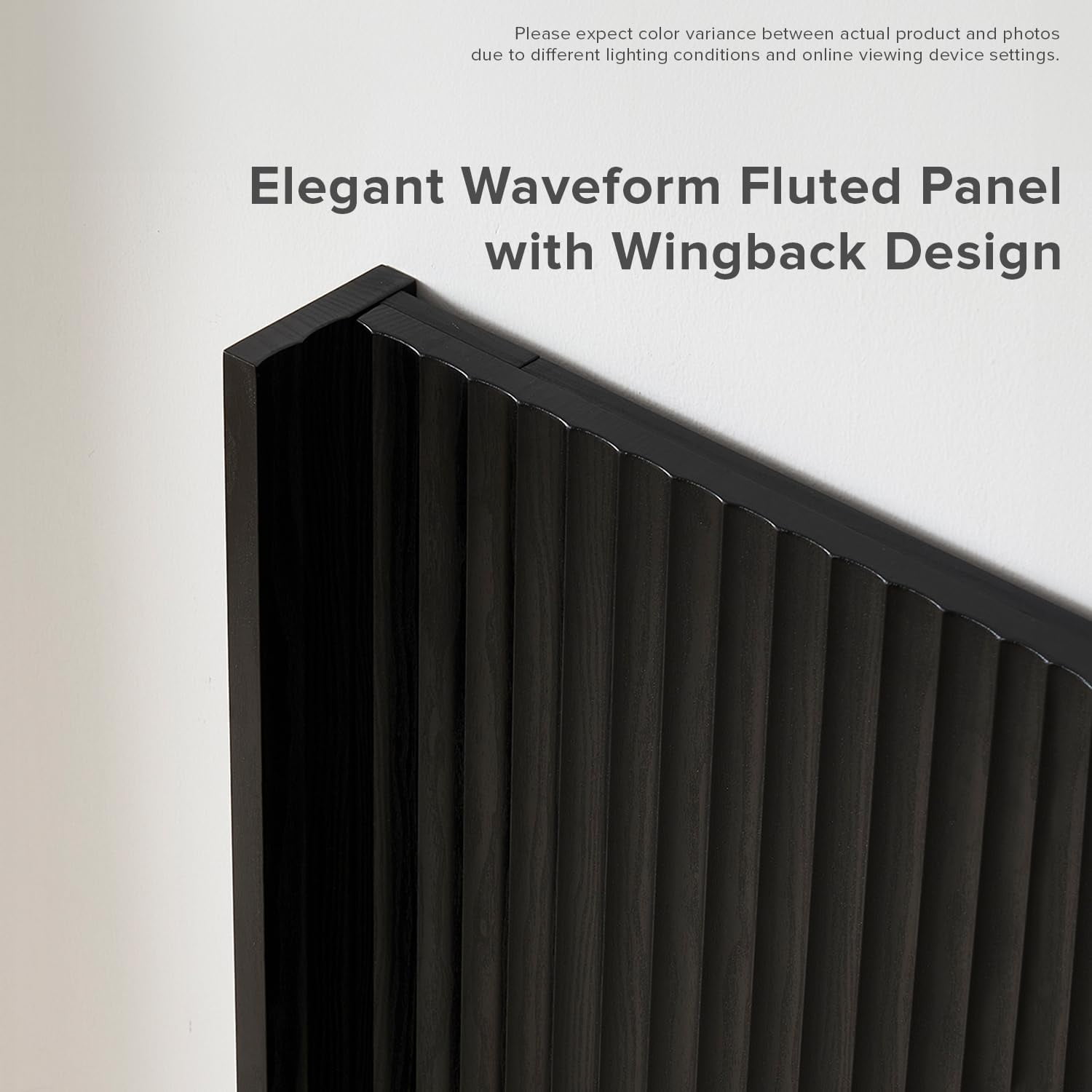 mopio Brooklyn King Size Black Headboard, 80.8" Wide Headboard Only, Wood Headboard, Modern Farmhouse, Boho, Wall Mount, Fluted Panel, Wingback Design