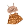 thumbnail image 5 of Toddler Summer Suit, Solid Color Spaghetti Straps Knotted Vest+Polka Dot Shorts Outfit, 5 of 7