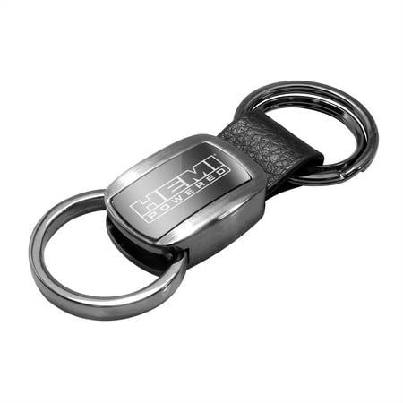 2009 Hemi Cuda - Dodge HEMI Powered Black Chrome Metal with Genuine Leather Accent Key Chain
