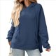 thumbnail image 2 of Sudadera con Capucha Extragrande para Mujer, Informal, de Larga, de Punto Gofre, con Cordón Ajustable y Abertura Lateral con Bolsillo. Azul Profundo M, 2 of 9