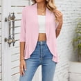 thumbnail image 6 of JGGSPWM Womens Dressy Casual Tops 3/4 Sleeve Shirts Open Front Cardigan Teen Girl Tunic Solid Ruffle Shrugs Cardigans Casual Elegant Outwear Pink M, 6 of 8