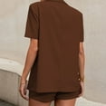 thumbnail image 4 of Women's 2 Piece Outfits Casual Lapel Button Short Sleeve Suits Top and High Waist Shorts Work Office Sets Tracksuits Ladies Clothes, 4 of 9