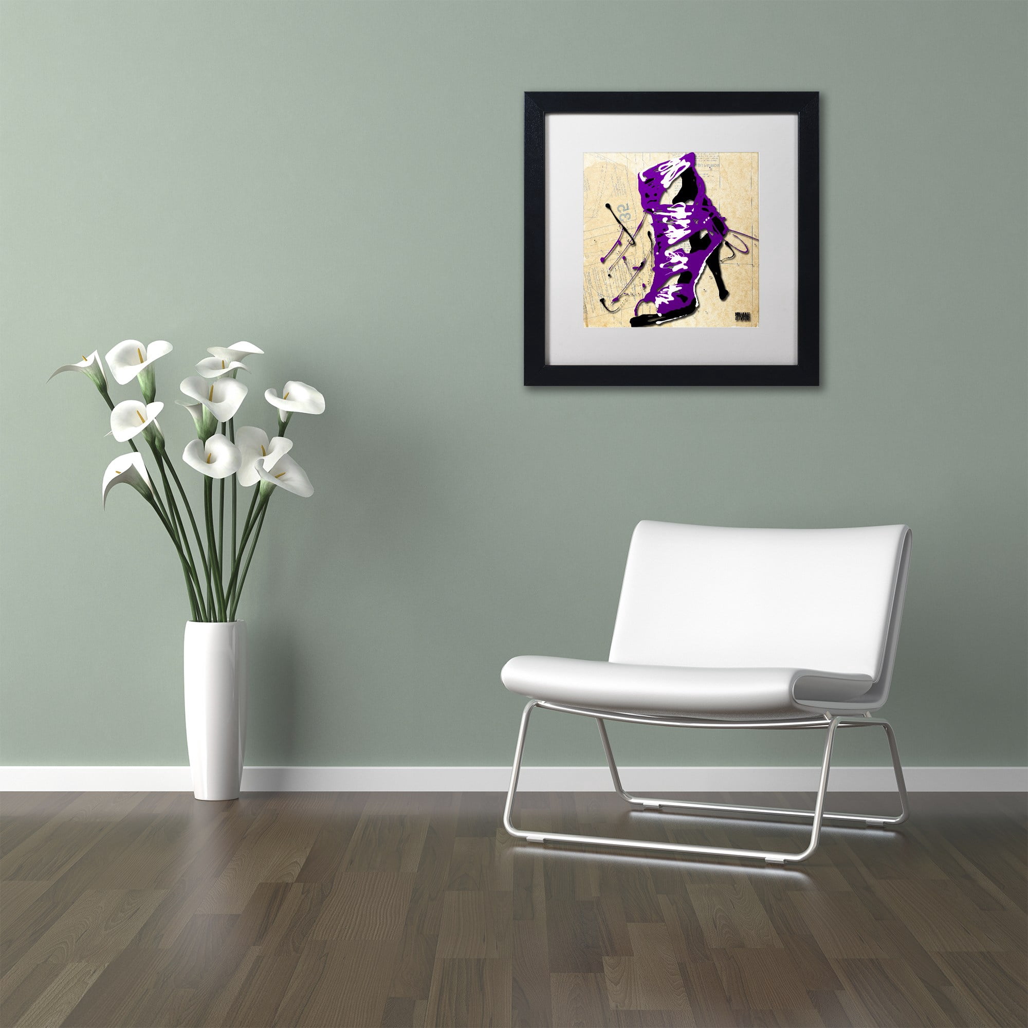 Trademark Fine Art "Purple Strap Boot" Canvas Art by Roderick Stevens, White Matte, Black Frame