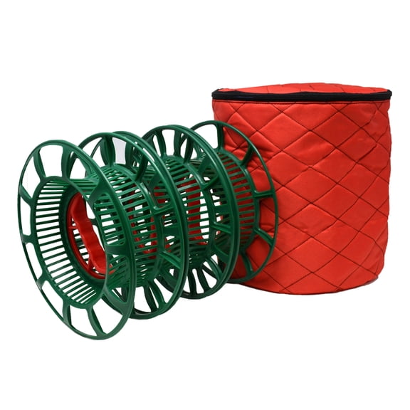 Simple Living 3 Reel Red Christmas Light Set Quilted Storage Bag
