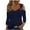 Navy, variant on Inleife New Arrivals Tops for Women Fashion Solid Color Off-Shoulder Leakage 3/4 Sleeves Pullover Tops