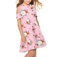 thumbnail image 1 of Arshiner Girl's Swing Dress Summer Solid Off Shoulder Short Sleeve with Pockets, 1 of 8
