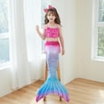 thumbnail image 2 of Tails for Girls 10-12 Year Bikini Tops Shorts Tail 3PC Set Rainbow Color Swimsuit Bathing Suit Summer Beach Hot Pink 7-8 Years, 2 of 3