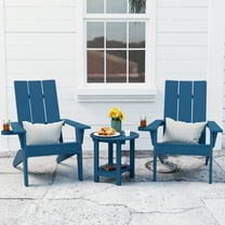 WINSOON Cup-Holder Adirondack Chair and Table Set 3 PCS Outdoor Patio Chairs, Navy Blue