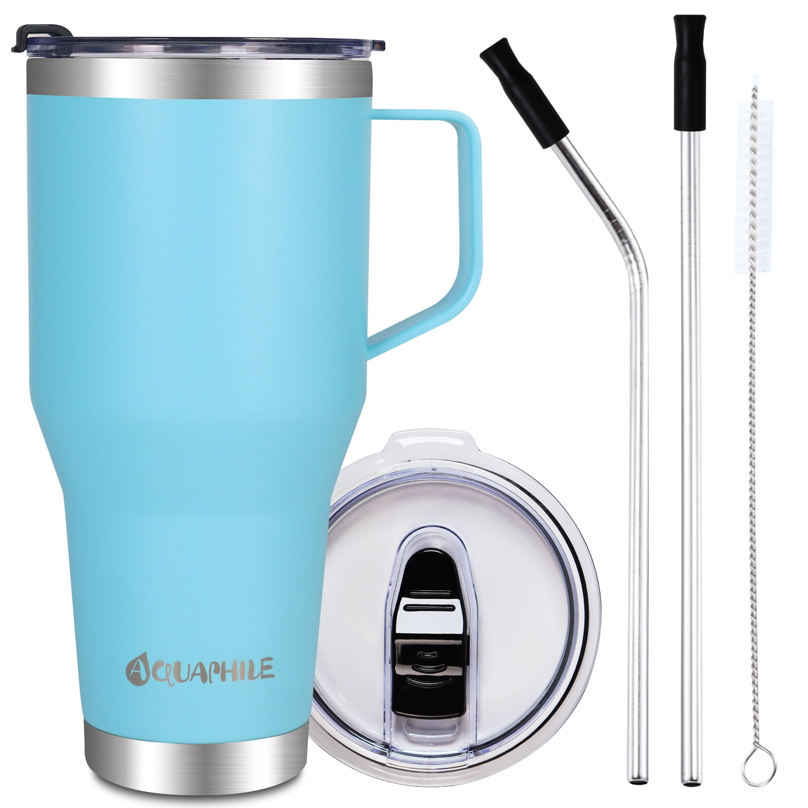 AQUAPHILE 40oz Stainless Steel Tumbler with Handle, Double Walled