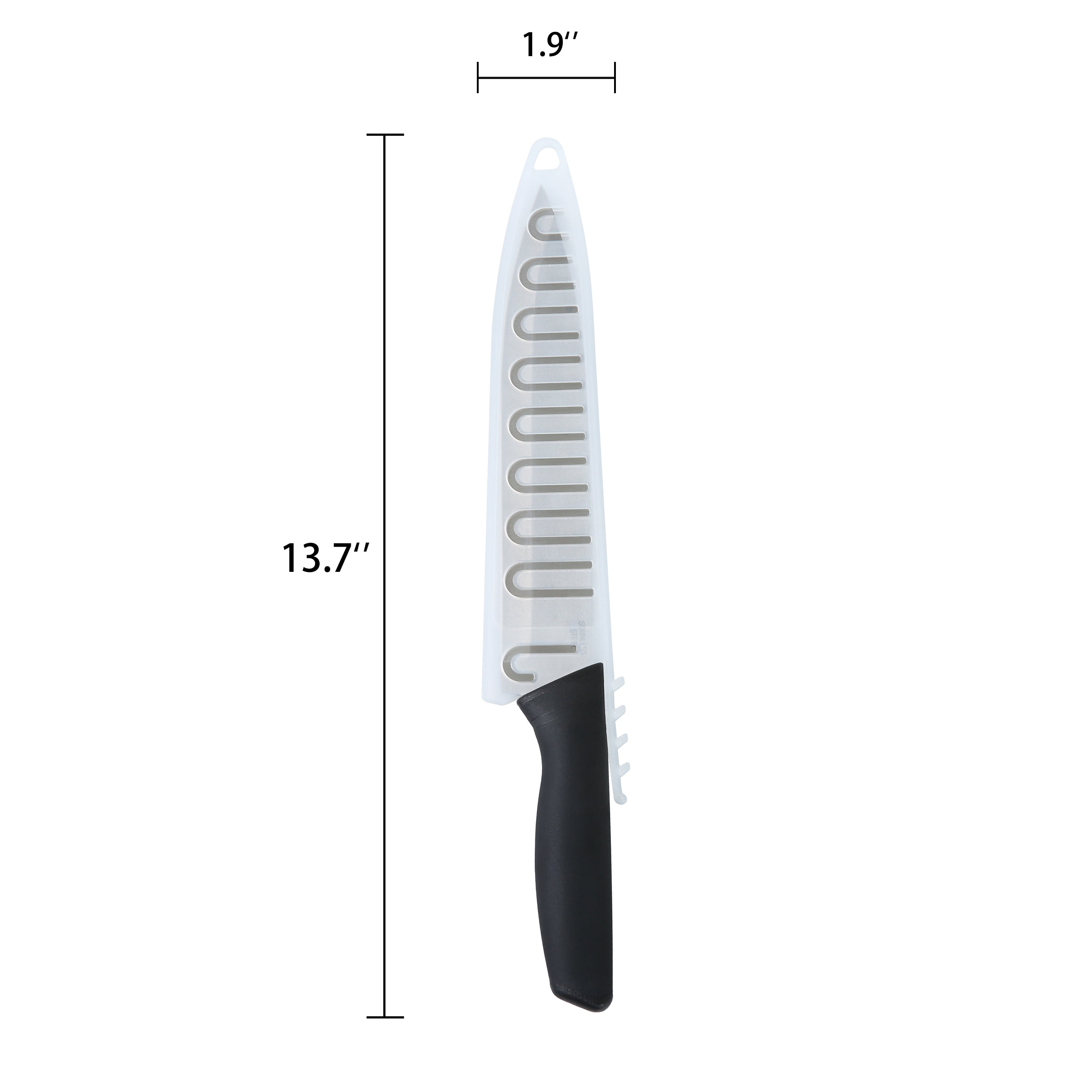 Mainstays 8 in Stainless Steel Chef Knife with Soft-Grip Handle, Black