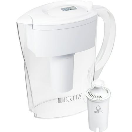 

Brita Small 6 Cup Space Saver Water Filter Pitcher with 1 Standard Filter Space Saver White
