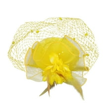 Baberdicy Hair Clips Hats for Women Fascinators Womens Pillbox Flower Hat for Tea Party Cocktail Wedding Church Fascinators Hats for Women Yellow